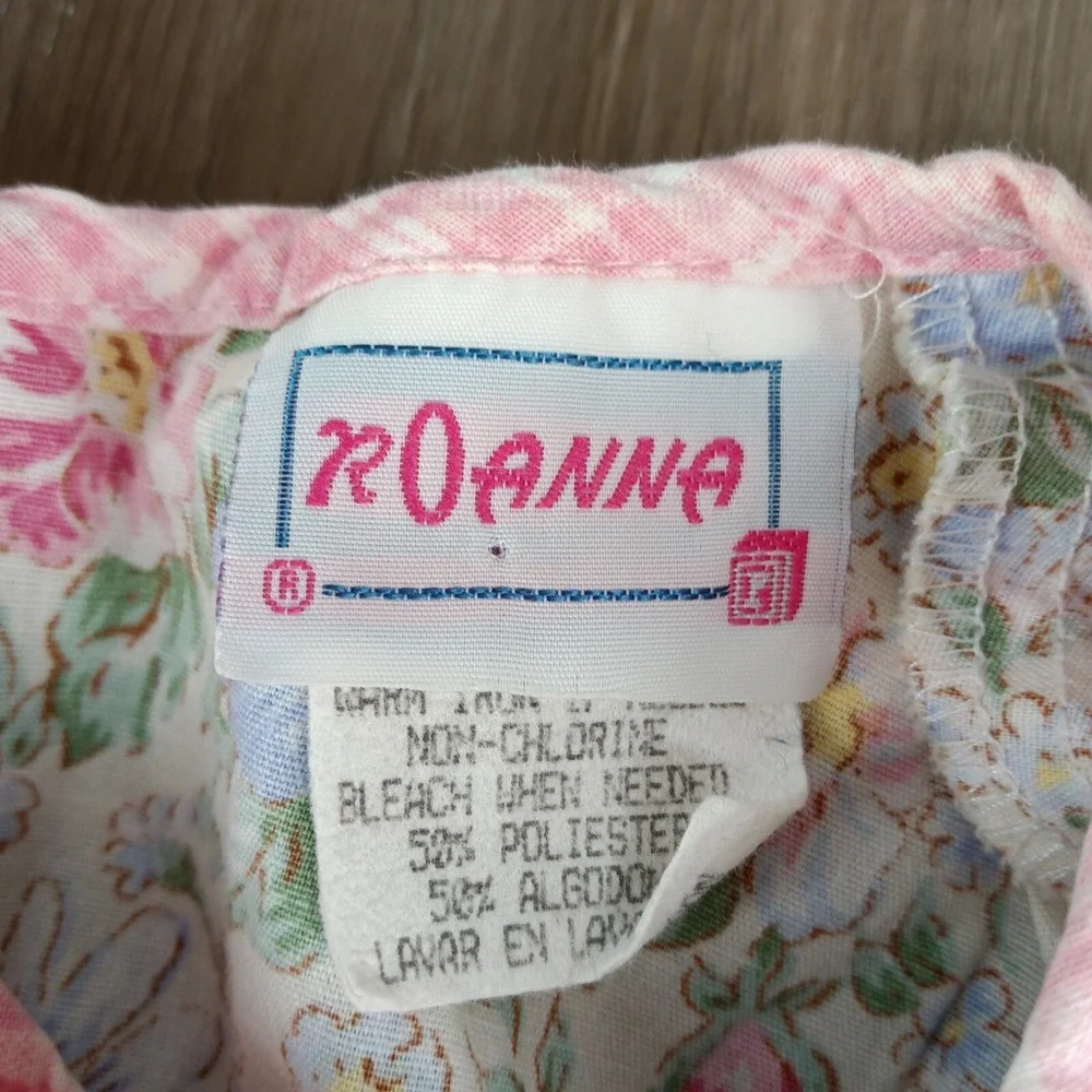 Vintage Roanna Size 6 Floral Dress Girls Pink Blue‎ Puff Sleeve Party Cute
